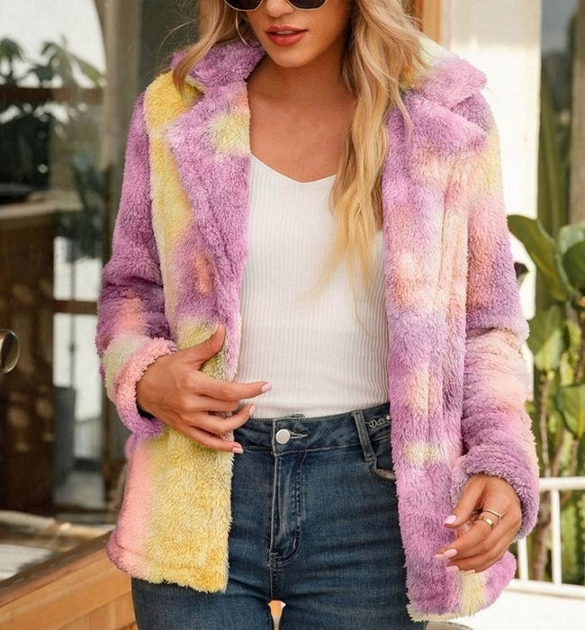 chaqueta abrigo peluche pelo suave fucsia invierno mujer moda ropa