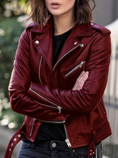 Jackets - Cool Zip Crop Slim Leather Jacket - MsDressly