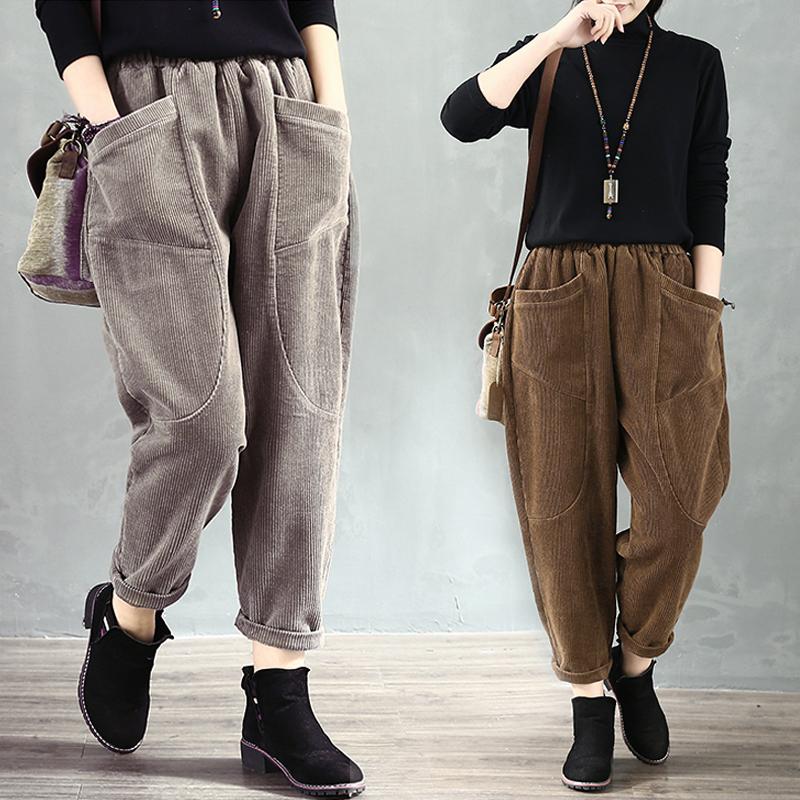 Autumn Winter Retro Corduroy Harem Pants