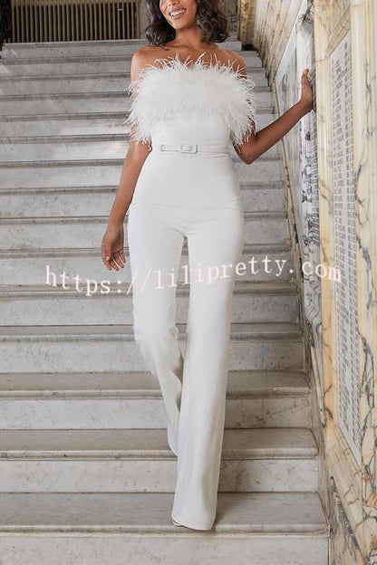 Agnes® | Feather Tube Top Jumpsuit