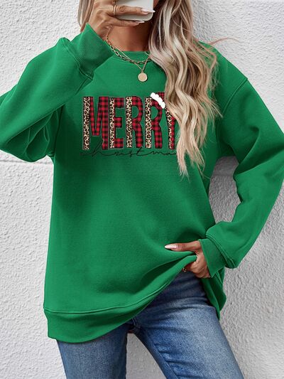 MERRY CHRISTMAS Round Neck Long Sleeve Sweatshirt (9 colors) Shirts & Tops Krazy Heart Designs Boutique   