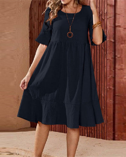 Short Sleeve Tunic Dress Plus Size Babydoll Dress