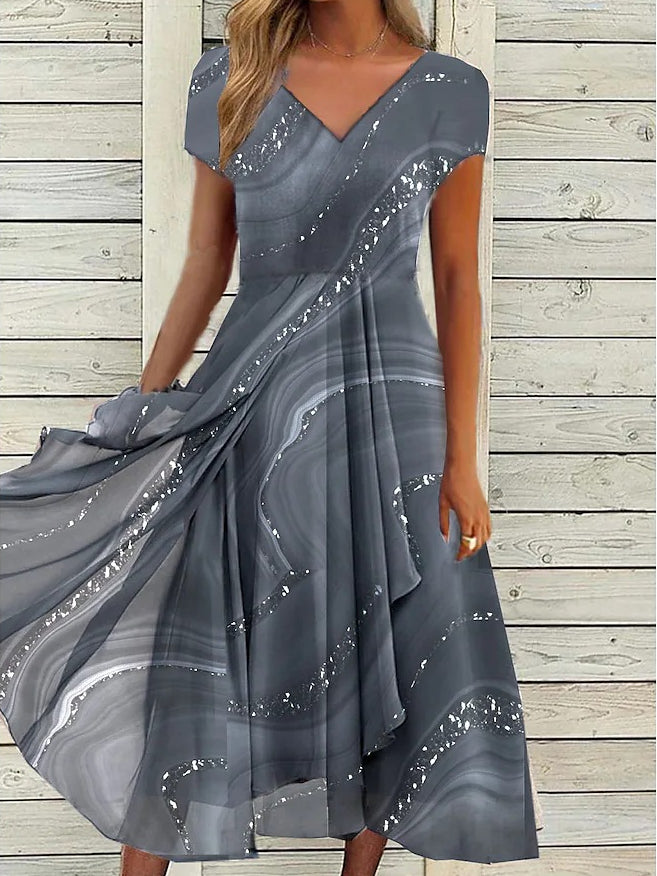 Ayden® | Modisches Patchwork-Kleid mit unregelmäßigem Saum