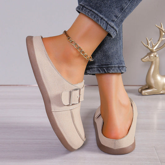 Naomi® | Suede Buckle Round Toe Loafers