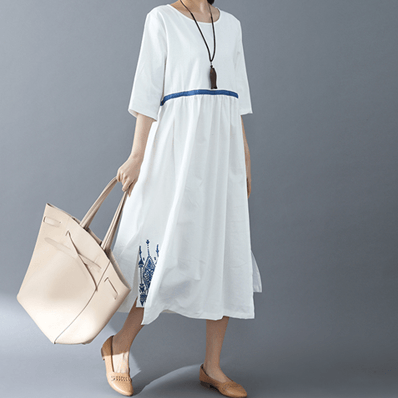 Elegant Loose Casual White Dress