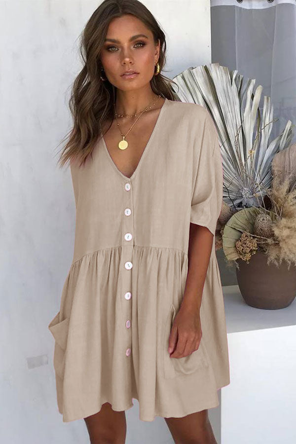 Rodress-fashion-casual-solid-v-neck-dresses