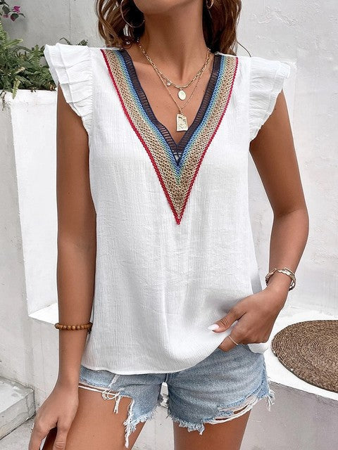 Fashion V Neck Short Sleeve Plus Size Tops