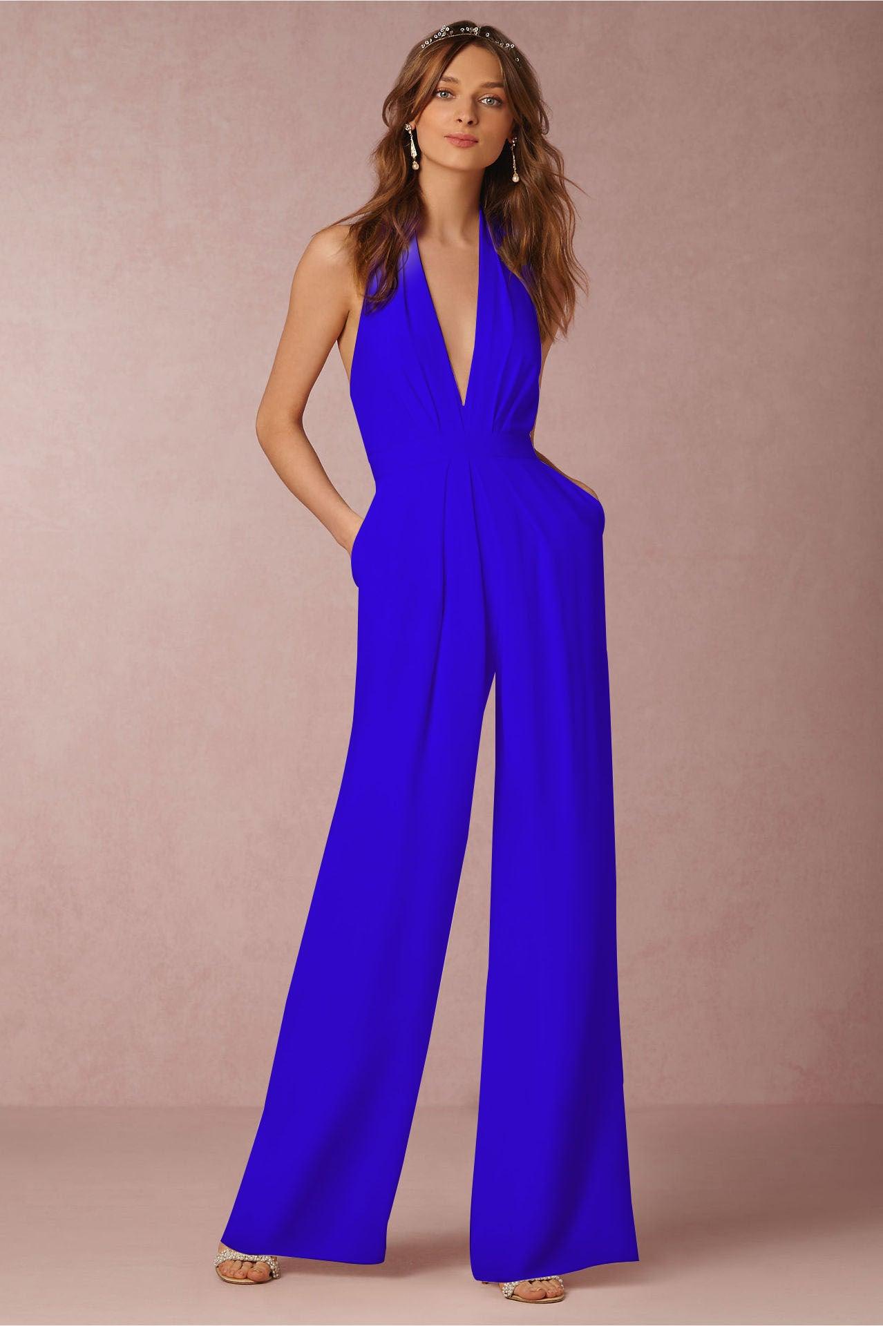 HALTER BACKLESS JUMPSUIT - B ANN'S BOUTIQUE