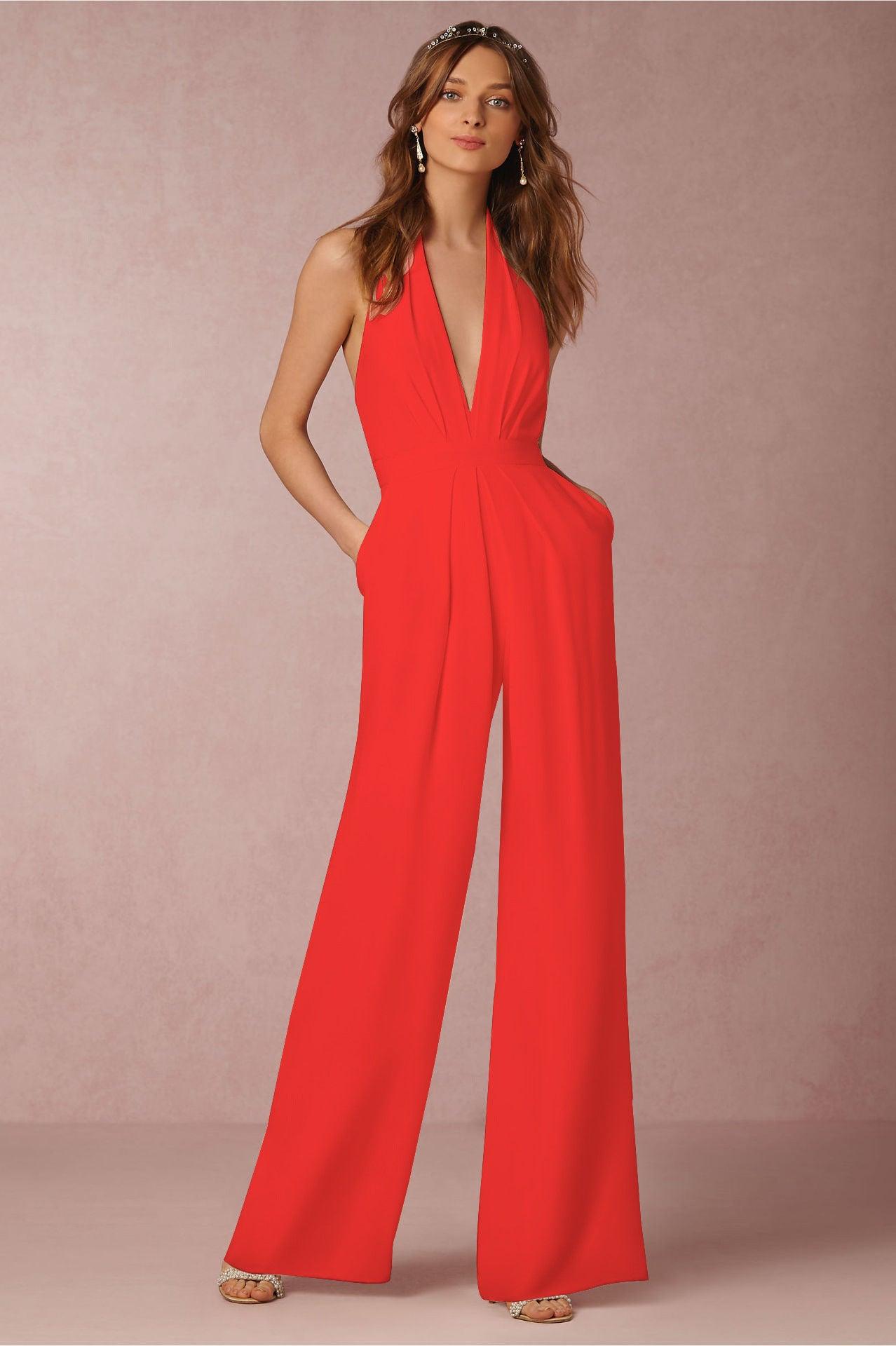 HALTER BACKLESS JUMPSUIT - B ANN'S BOUTIQUE