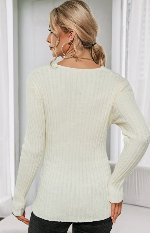 Women's V-Neck Crossover Long Sleeve Sweater in 5 Colors S-XL - Wazzi's Wear