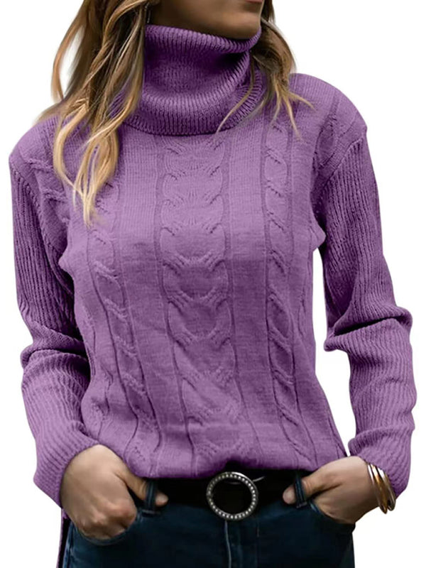 Women's Solid Color Turtleneck Long Sleeve Sweater in 20 Colors Sizes 4-12 - Wazzi's Wear