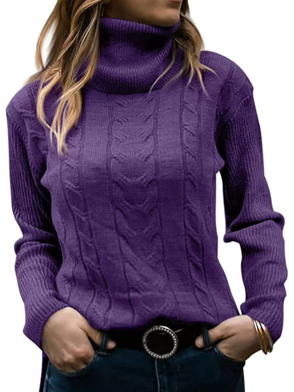 Women's Solid Color Turtleneck Long Sleeve Sweater in 20 Colors Sizes 4-12 - Wazzi's Wear