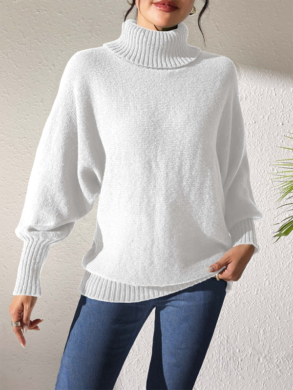 Women’s Solid Colour Cuffed Long Sleeve Turtleneck Sweater