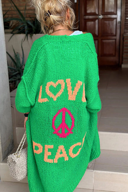 Chona® | Peace Gemustert Stylische Strickjacke