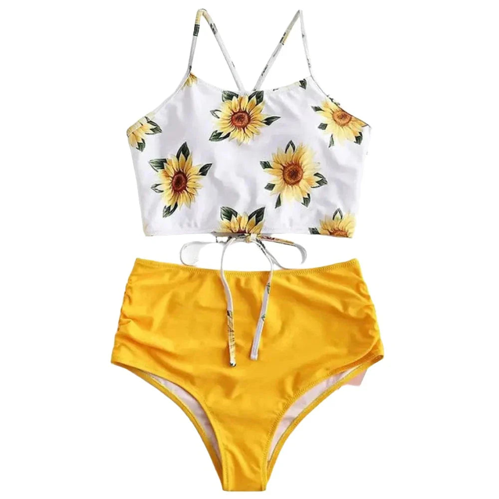 Ingvn - High Waist Bikini Leopard Swimsuit Women Floral Print Neck Push Up Swimwear Snake Bathing