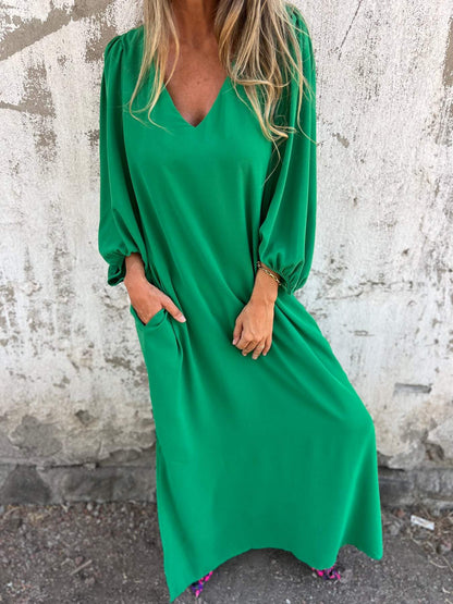 Camille® | Langes Kleid mit V-Ausschnitt