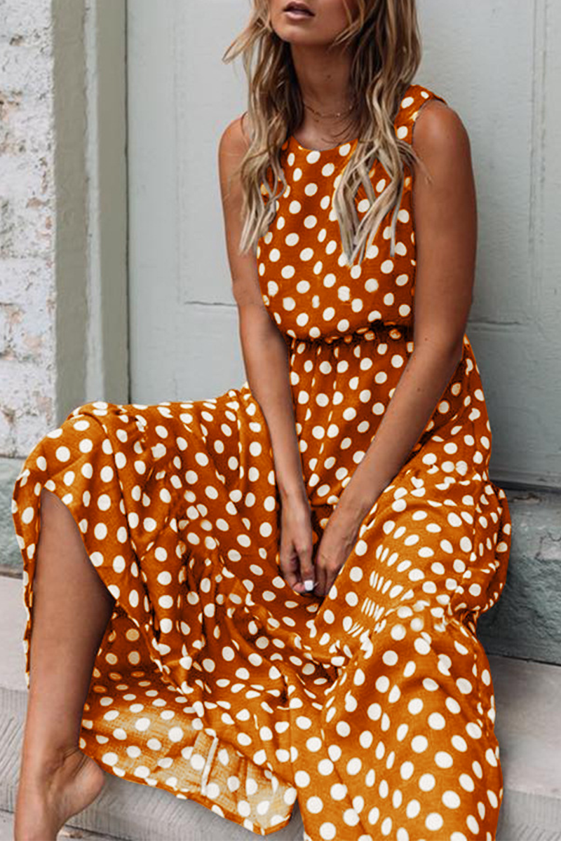 Felicia |Polka Dot Rundhalsausschnitt Kleid