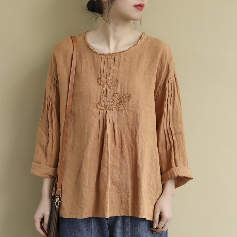 Long-Sleeved Spring Embroidered Shirt