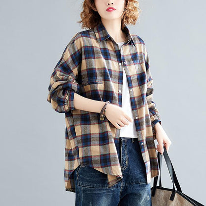 BABAKUD Loose Casual Plaid Shirt