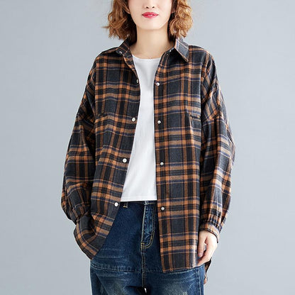 BABAKUD Loose Casual Plaid Shirt