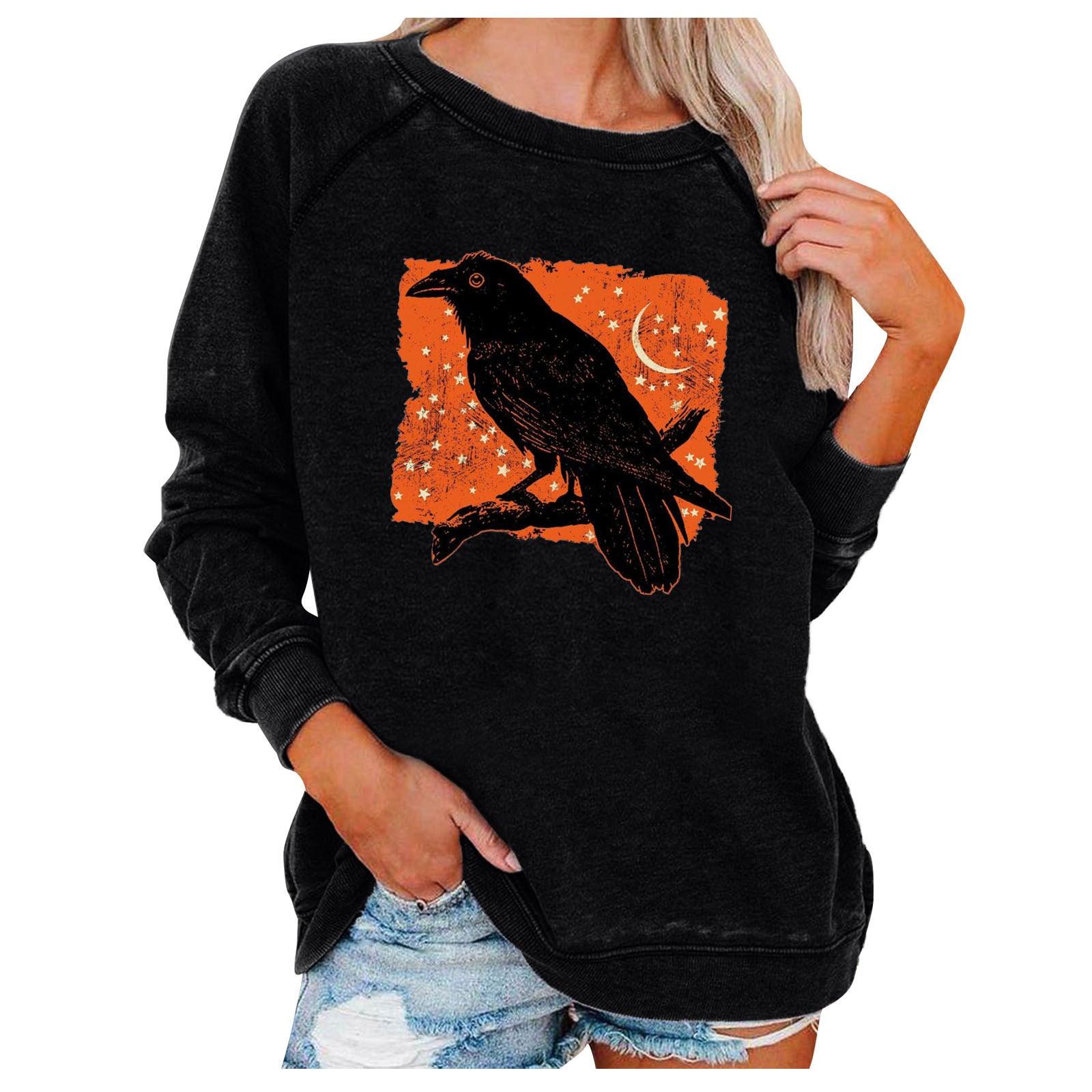 Loose Women's Tops Halloween Themed Sweatshirts - Trendha