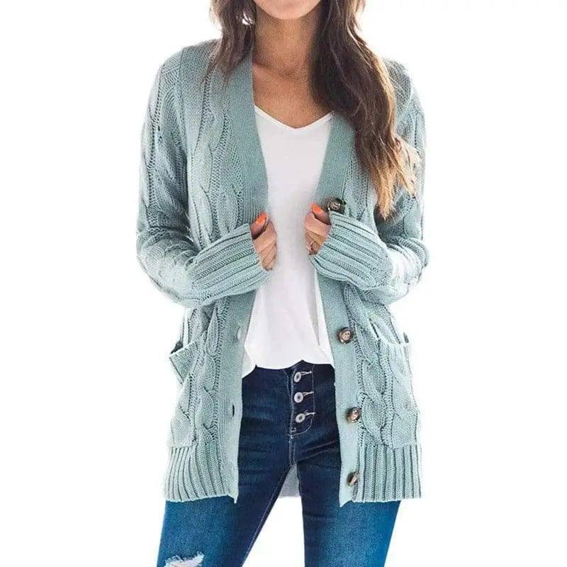 Single breasted long sleeve wool jacket-Blue-7