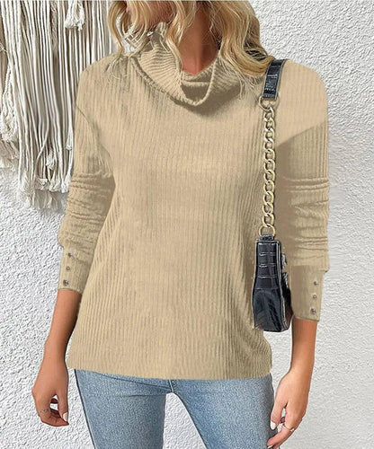 Women's Sweater Style Turtleneck Knitted Sweater-Coffee-11