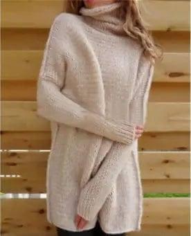 Women Sweaters Pullovers Long sleeve Knitted Female Sweater-Brown-5