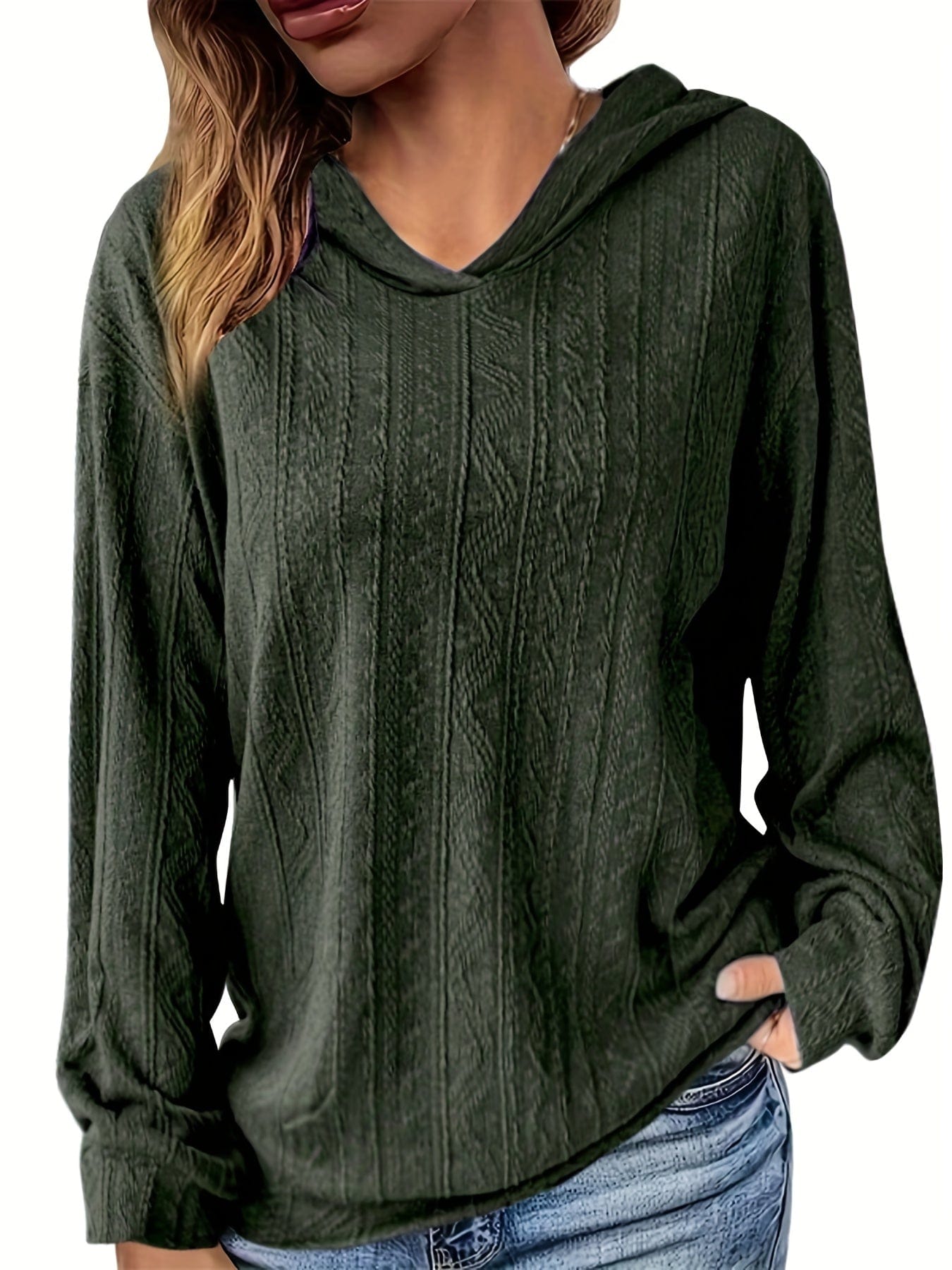 MsDressly Hoodies Long Sleeve Drop Shoulder Oversized Pullover Hoodie HOO231012045GRNS(4)