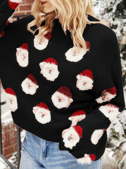 Sweaters - Santa Claus Crew Neck Long Sleeve Sweater - MsDressly