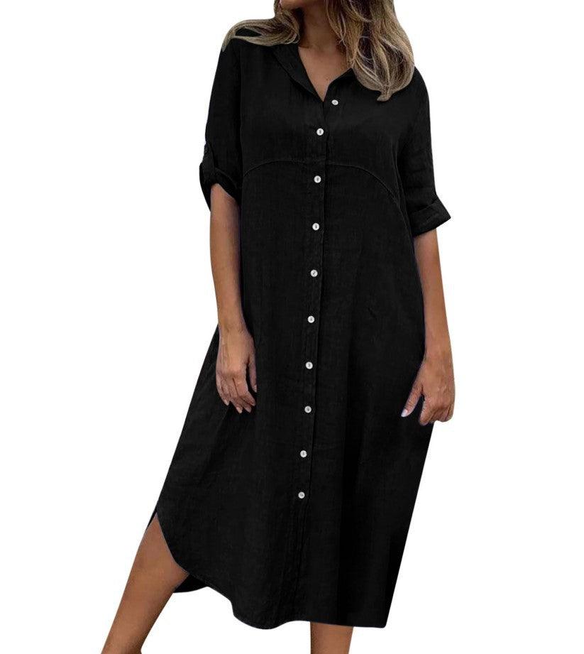 Plus Size Women's Cotton And Linen Dress - MODE BY OH