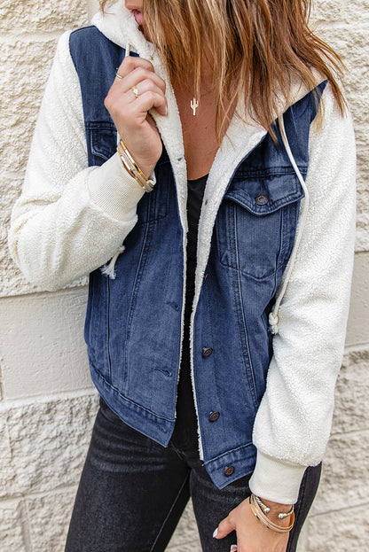 Sherpa Denim Splicing Buttoned Jacket - Jackets - Sunny Angela