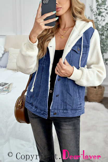 Sherpa Denim Splicing Buttoned Jacket - Jackets - Sunny Angela