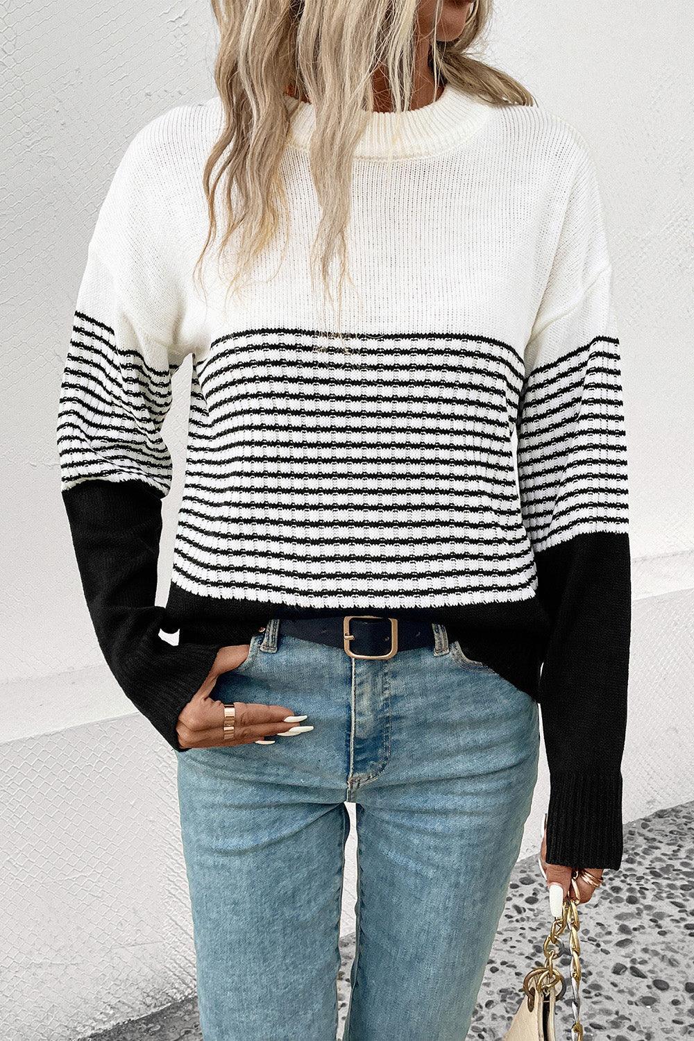 Striped Drop Shoulder Sweater - SHANKARA CHÉRIE