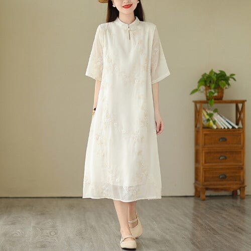 Summer Retro Embroidery Loose Dress