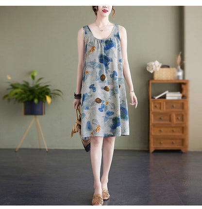 Summer Retro Fashion Casual Sleeveless Loose Dress