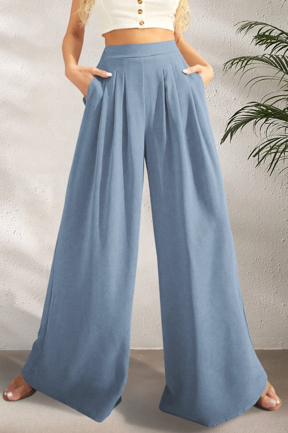 The802Gypsy Bottoms/Pants & Culotte GYPSY-High Waist Wide Leg Trouser Pants