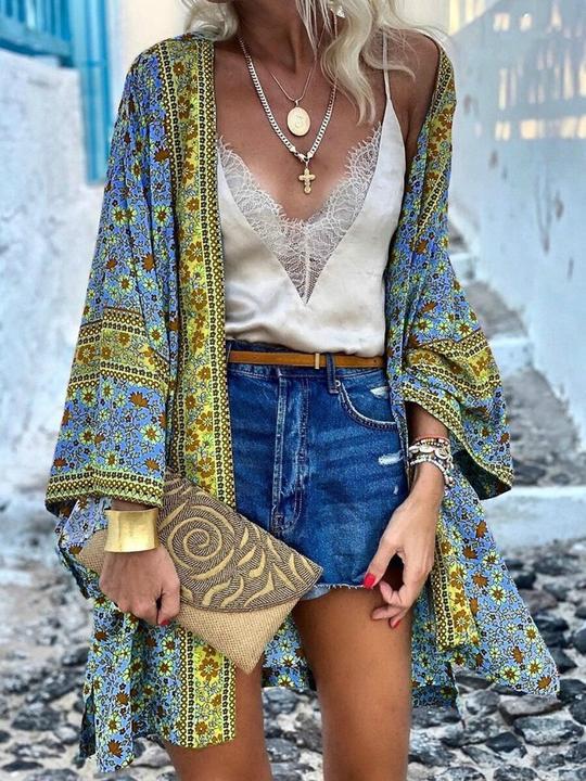 Totem Style Long-sleeved Chiffon Cardigan