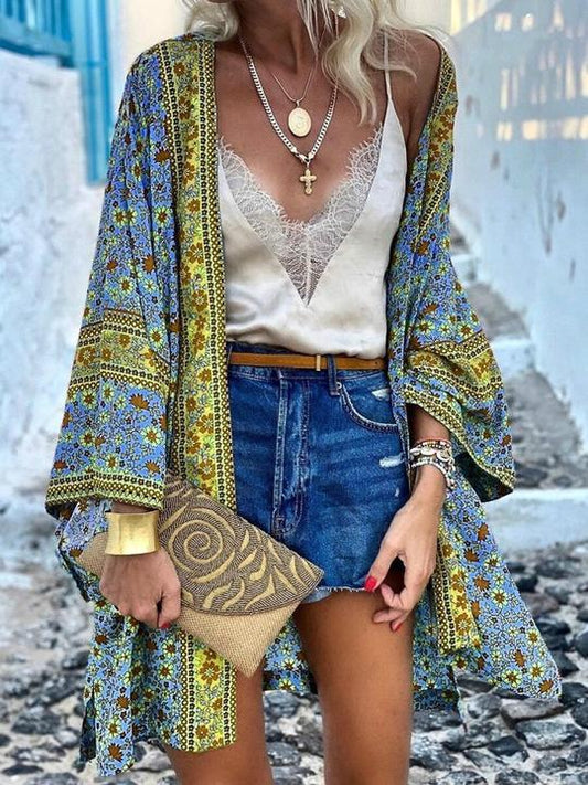 Totem Style Long-sleeved Chiffon Cardigan