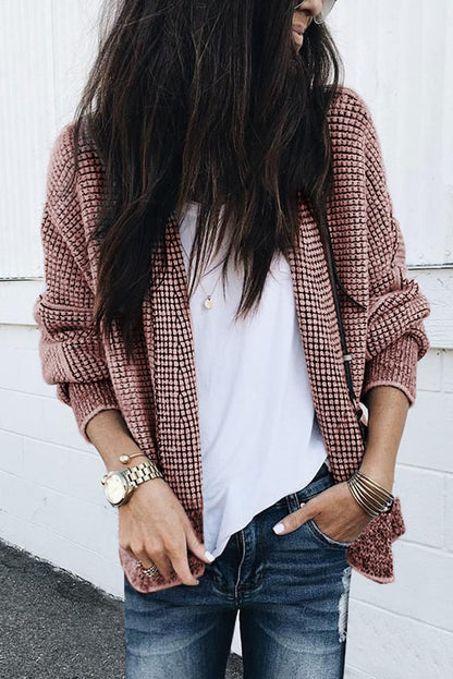 Waffle Button Long Sleeve Shirt Coat