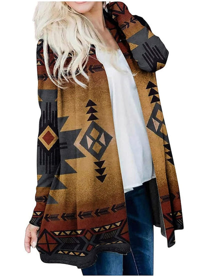 2023 New Women's Knitted Cardigan Casual Ethnic Wind Printed Knitted Medium-Length Cardigan Jacket - LuckyFash™