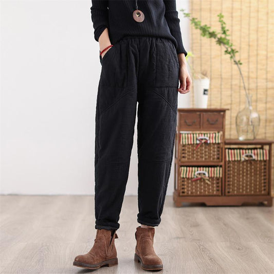 Winter Retro Thicken Cotton Linen Casual Pants