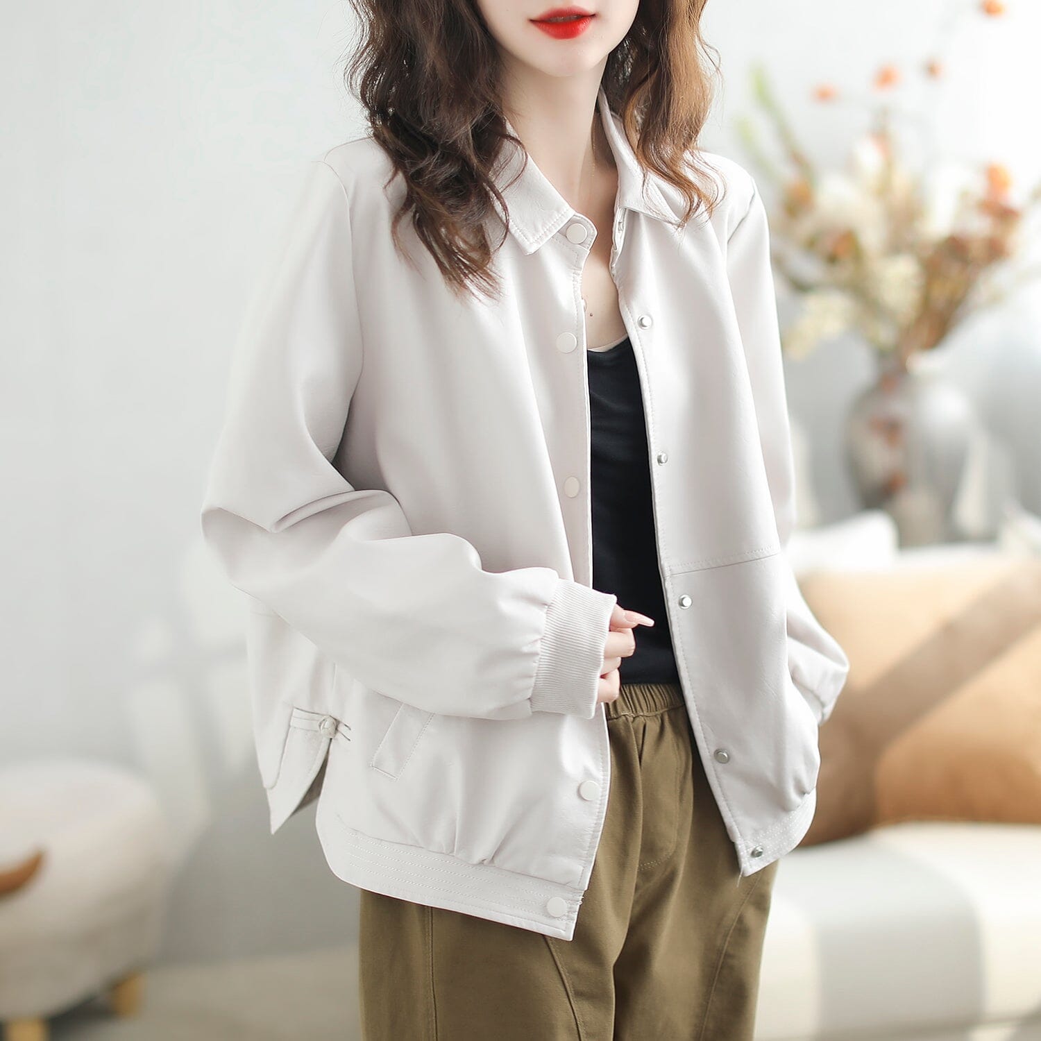 Women Autumn Loose Casual Classic Leather Jacket