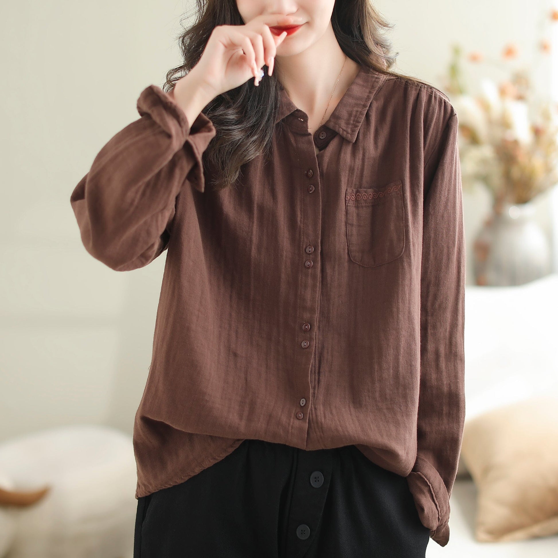 Women Autumn Minimalist Loose Casual Blouse