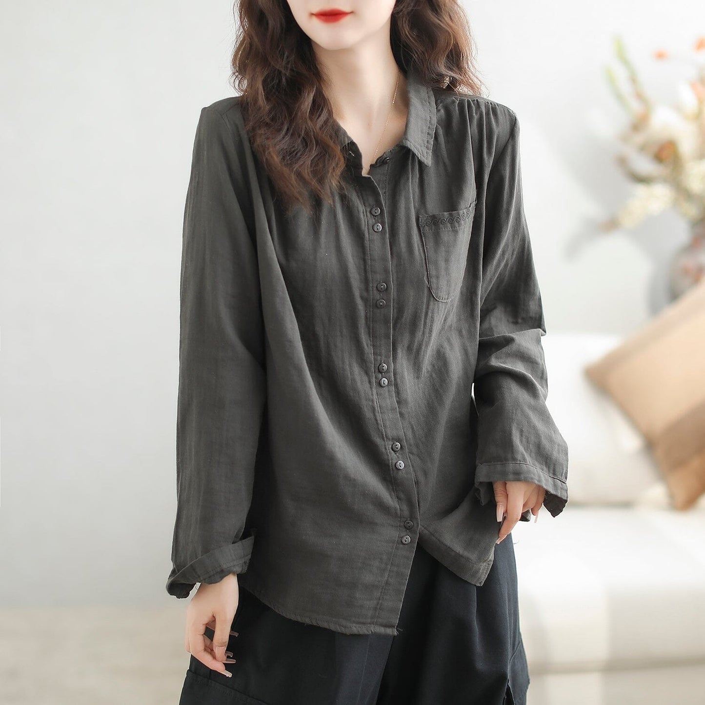 Women Autumn Minimalist Loose Casual Blouse