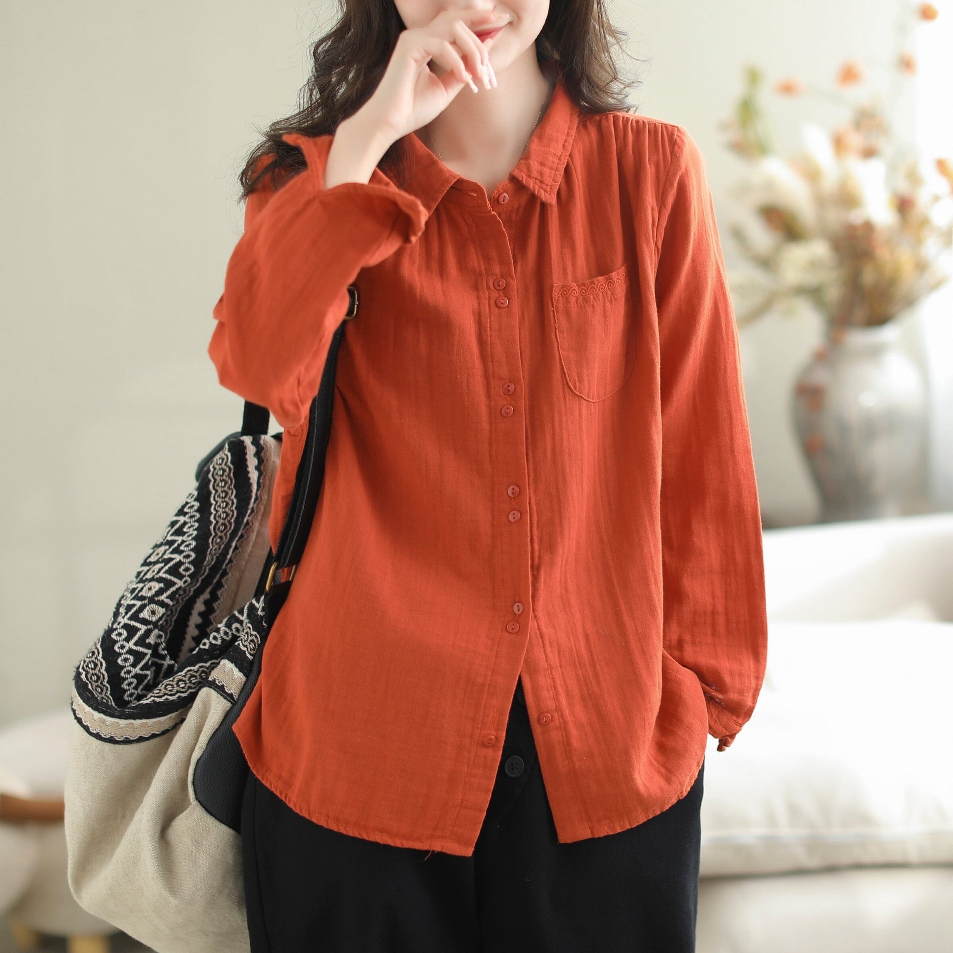 Women Autumn Minimalist Loose Casual Blouse