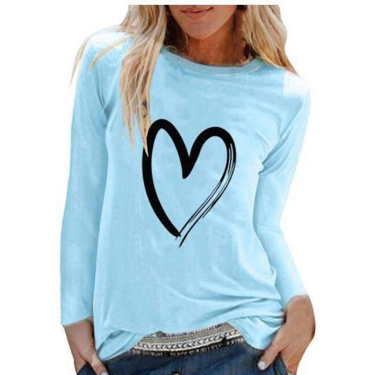 Women Casual Print Long Sleeve Loose T Shirt freeshipping - Tyche Ace