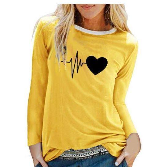 Women Casual Print Long Sleeve Loose T Shirt freeshipping - Tyche Ace