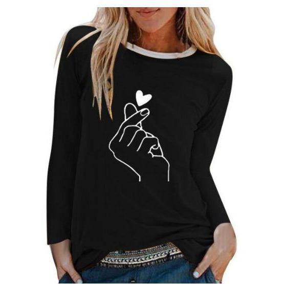 Women Casual Print Long Sleeve Loose T Shirt freeshipping - Tyche Ace