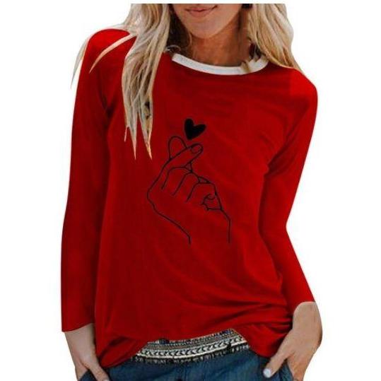 Women Casual Print Long Sleeve Loose T Shirt freeshipping - Tyche Ace